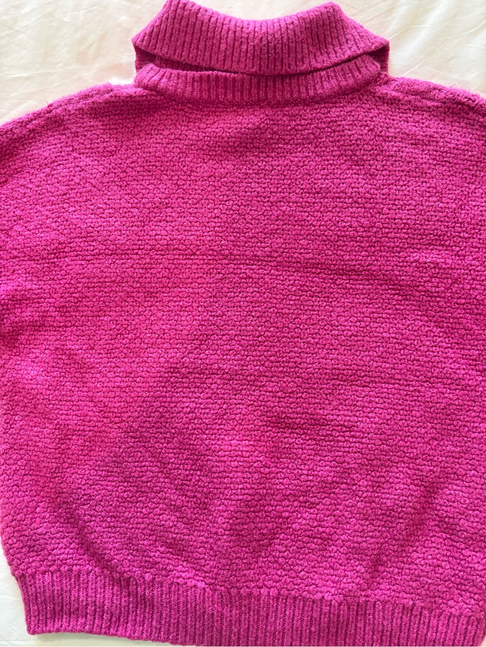 FREE PEOPLE Sz S Every Cloud Sweater Fuchsia Fizz Cable Collared Cotton Blend - Picture 6 of 11